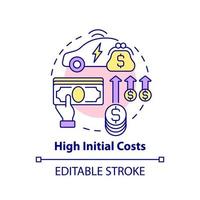 High initial costs concept icon. vector