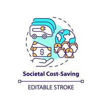 Electric vehicles societal cost saving concept icon. vector