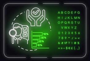 indicador de rendimiento, luz de neón, concepto, icono vector