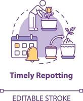 Timely repotting concept icon vector