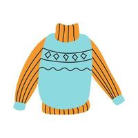 Warm blue-orange sweater. Vector illustration in a flat  style