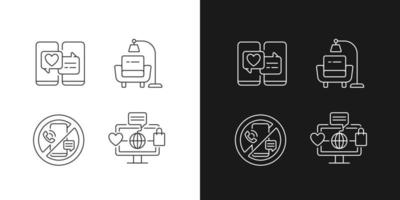 Steps towards healthy living linear icons set for dark and light mode vector