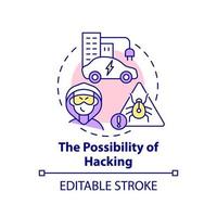 Electric vehicles hacking possibility concept icon. vector
