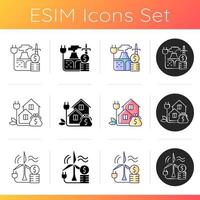 Alternative energy icons set vector