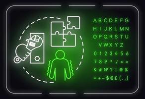 apuntalar debilidades icono de concepto de luz de neón vector