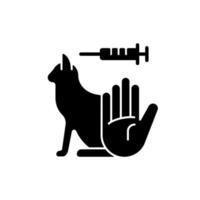 No cat testing black glyph icon vector