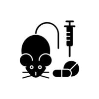 Testing medicine on animals black glyph icon vector