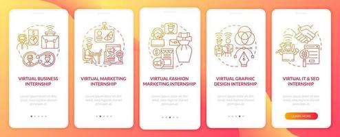Online internship areas onboarding mobile app page screen vector