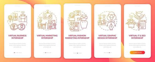 Online internship areas onboarding mobile app page screen vector