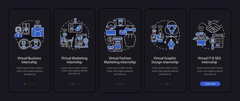 Virtual internship areas onboarding mobile app page screen vector