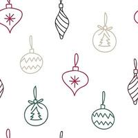 Hand-drawn Christmas Tree Baubles Seamless Repeat Pattern vector