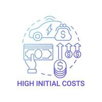 High initial eco vehicle costs concept icon. vector