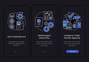 Internship abroad demands onboarding mobile app page screen vector