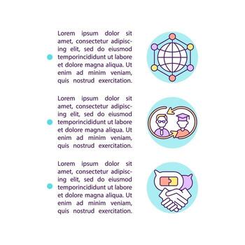 Global colleagues network concept line icons with text vector