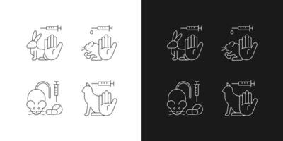 No animal cruelty linear icons set for dark and light mode vector