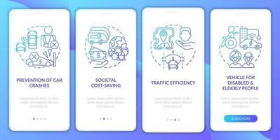 Future transport potential onboarding mobile app page screen. vector
