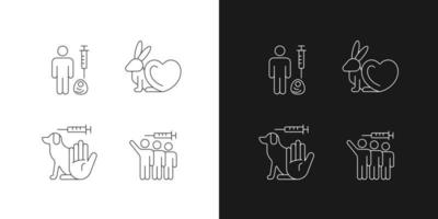 No animal experiments linear icons set for dark and light mode vector