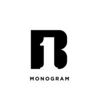 monograma mayúscula b uno 1 inicial vector diseño de logotipo negro