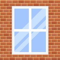 vector illustration. seamless background. red brick wall with window.