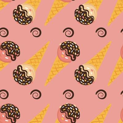Seamless pattern with ice cream cone