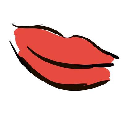Hand-Drawn red lips. Doodle vector illustration. Make up