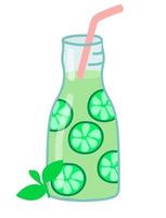 Cocktail drink with lime and mint isolated on white background vector