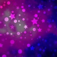 Light Purple, Pink vector template with circles, stars.