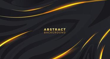 Black luxury background with wave fluid smooth and gold texture vector