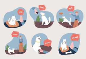 Various situations in which dogs are trained. vector