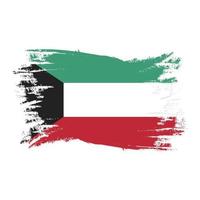 Bandera de Kuwait con ilustración de vector de diseño de estilo de pincel de acuarela