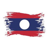 Laos Flag With Watercolor Brush style design vector Illustration