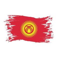 Bandera de Kirguistán con ilustración de vector de diseño de estilo de pincel de acuarela