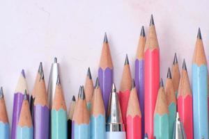 Pencil on white background and Back to school photo