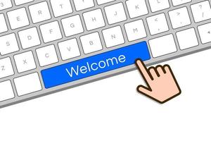 Cursor hand on Welcome computer Keyboard button vector