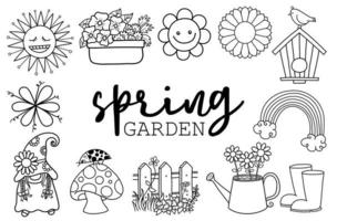 Spring Garden Line Doodles vector