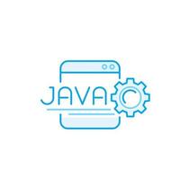 icono de línea de vector de codificación java