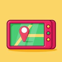 map navigation tablet isolated cartoon illustration in flat style vector