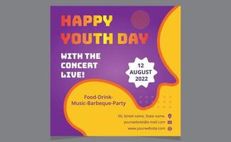 Happy Youth Day Modern Party Social Media Stories Design Templates. vector