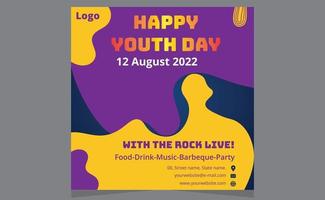 Happy Youth Day Modern Party Social Media Stories Design Templates. vector