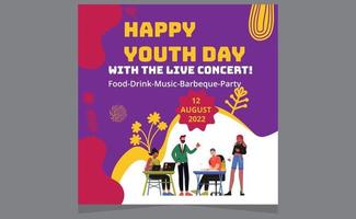 Happy Youth Day Modern Party Social Media Stories Design Templates. vector