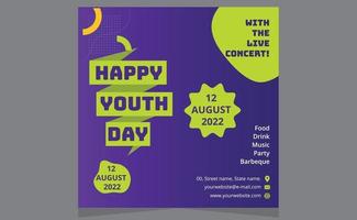 Happy Youth Day Modern Party Social Media Stories Design Templates. vector