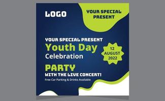 Happy Youth Day Modern Party Social Media Stories Design Templates. vector