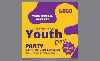 Happy Youth Day Modern Party Social Media Stories Design Templates. vector