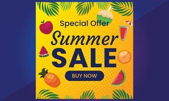 Summer Sale Banner suitable for social media posts, mobile apps, vector