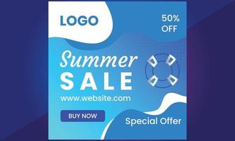 Summer Sale Banner suitable for social media posts, mobile apps, vector