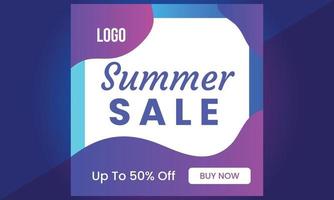 Summer Sale Banner suitable for social media posts, mobile apps, vector