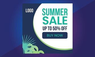 Summer Sale Banner suitable for social media posts, mobile apps, vector