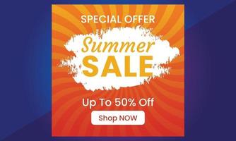 Summer Sale Banner suitable for social media posts, mobile apps, vector