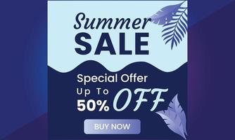 Summer Sale Banner suitable for social media posts, mobile apps, vector