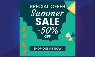 Summer Sale Banner suitable for social media posts, mobile apps, vector